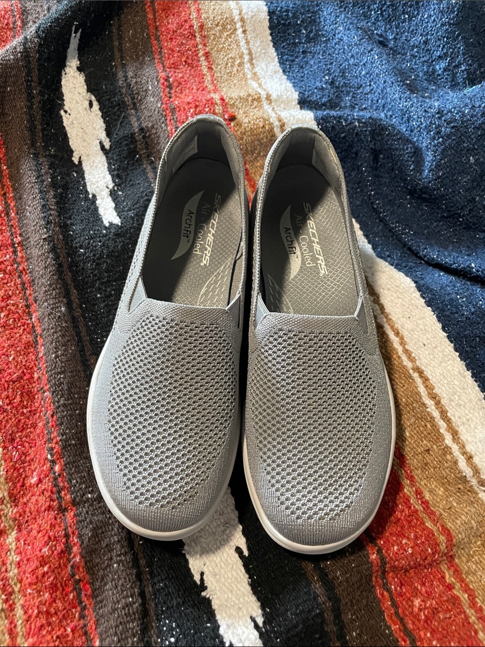 Skechers Grey air-cooled arch support fit slide on loafer/ tennis shoes